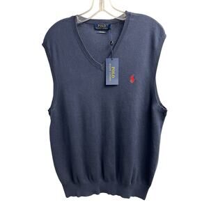 Polo Ralph Lauren V-Neck Men’s Sleeveless Sweater Navy Blue Size Large NWT!